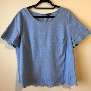 Lane Bryant Chambray Top with Scalloped Edge